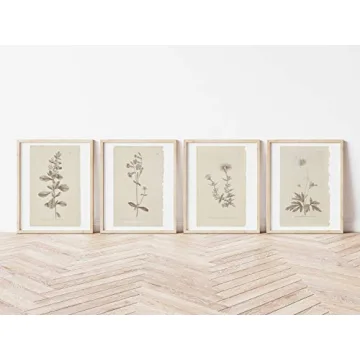 Vintage Botanical Floral Art Prints Set for Home Decor