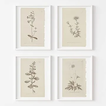 Vintage Botanical Floral Art Prints Set for Home Decor