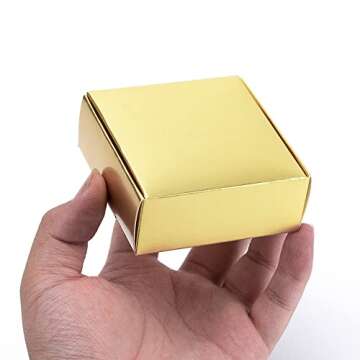 30pcs mini gold gift boxes, folding small cartons, suitable for packaging chocolate, candles, handmade soap, accessories, for parties or wedding celebrations