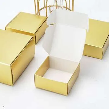 30pcs mini gold gift boxes, folding small cartons, suitable for packaging chocolate, candles, handmade soap, accessories, for parties or wedding celebrations