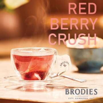 Brodies Tea, Red Berry Crush, Caffeine Free Tea Imported from Scotland, Box of 20 Tag and Envelope Bags (Pack of 1)