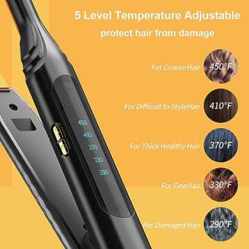 Mvxitanny Small Flat Iron 3/10'' Mini Flat Irons for Short Hair,Pixie Cut & Bangs,Pencil Hair Straightener for Edges with LED Display,Travel Hair Straightener with Dual Voltage,Auto Shut Off（Orange）