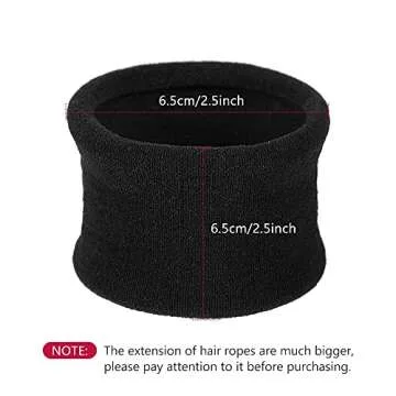 EBOOT 20 Pieces Large Cotton Stretch Hair Ties Bands Rope Ponytail Holders Headband for Thick Heavy or Curly Hair, 6.5 cm in Diameter (Black)