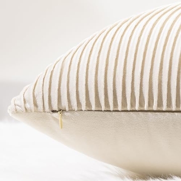 YCOLL Beige Velvet Pillow Covers Set of 2 22x22 Soft Decorative