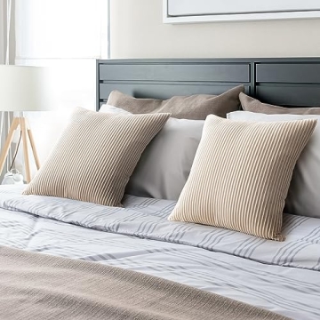 YCOLL Beige Velvet Pillow Covers Set of 2 22x22 Soft Decorative