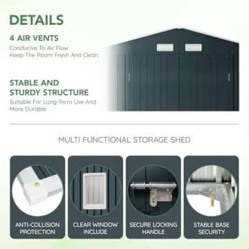 MistMo 10x12 ft Outdoor Steel Storage Shed for Garden