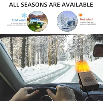Car Heaters for Vehicle, Fast Heating Defrost Defogger Suits for Car, 12V 200W Portable Car Heater Demister with a 360 Rotatable Base Overload Voltage Automatic Power Off