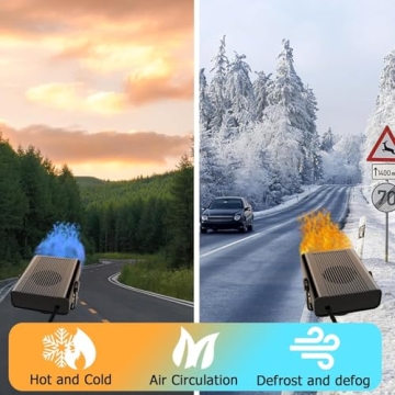 Car Heaters for Vehicle, Fast Heating Defrost Defogger Suits for Car, 12V 200W Portable Car Heater Demister with a 360 Rotatable Base Overload Voltage Automatic Power Off