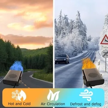 Car Heaters for Vehicle, Fast Heating Defrost Defogger Suits for Car, 12V 200W Portable Car Heater Demister with a 360 Rotatable Base Overload Voltage Automatic Power Off