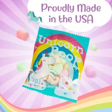 Unicorn Poop Candy - Made in the USA - 24 Unicorn Party Supplies - Unicorn Birthday Party Favors for Kids - Bulk Candy Packs for Classroom