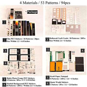 Vilikya Movie Film Stickers Set | 94pcs Scrapbook & Journaling Kit
