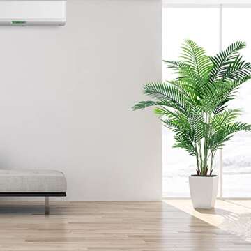 Fopamtri Artificial Areca Palm Plant 6 Feet Fake Palm Tree with 20 Trunks Faux Tree for Indoor Outdoor Modern Decoration Feaux Dypsis Lutescens Plants in Pot for Home Office Perfect Housewarming Gift