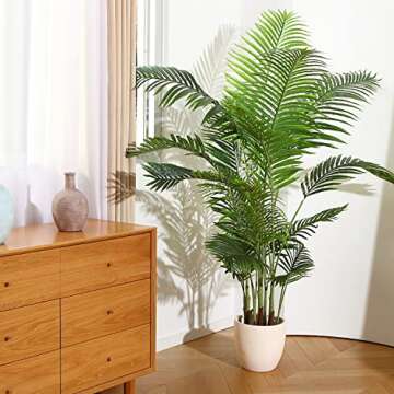 Fopamtri Artificial Areca Palm Plant 6 Feet Fake Palm Tree with 20 Trunks Faux Tree for Indoor Outdoor Modern Decoration Feaux Dypsis Lutescens Plants in Pot for Home Office Perfect Housewarming Gift