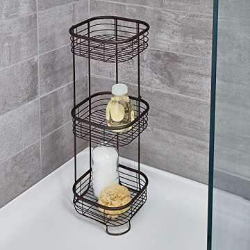 iDesign Standing Shower Caddy Organizer, The Forma Collection – 9.5" x 9.5" x 26.25", Bronze