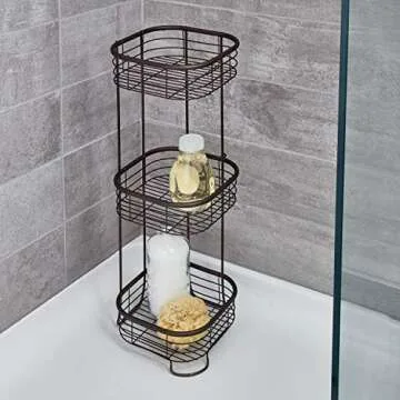 iDesign Standing Shower Caddy Organizer, The Forma Collection – 9.5" x 9.5" x 26.25", Bronze