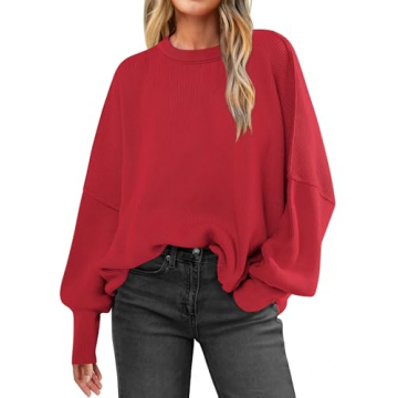 Cozy ANRABESS Women Crewneck Oversized Fall Pullover Sweater Top
