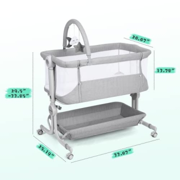 Portable Cowiewie Baby Bassinet Bedside Sleeper with Wheels