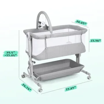 Portable Cowiewie Baby Bassinet Bedside Sleeper with Wheels