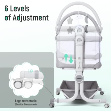 Portable Cowiewie Baby Bassinet Bedside Sleeper with Wheels