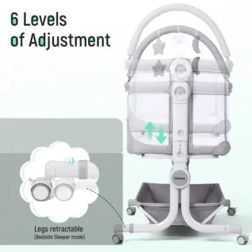 Portable Cowiewie Baby Bassinet Bedside Sleeper with Wheels