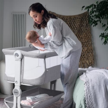 Portable Cowiewie Baby Bassinet Bedside Sleeper with Wheels