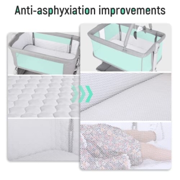 Portable Cowiewie Baby Bassinet Bedside Sleeper with Wheels