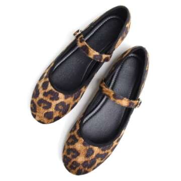 Stunner Women's Mary Jane Flats Retro Round Toe Ballet Flats Soft One Line Strap Flats Comfortable C...
