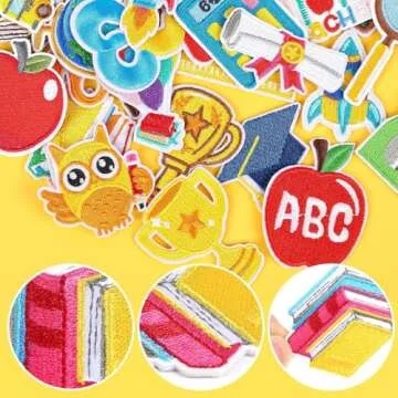 36pcs Back to School Iron on Patches Pencil School Bus Embroidered Sew Applique Repair Patch Teacher Students DIY Crafts for Clothing Jacket Jeans Pants Dress Backpack Hat Decorations