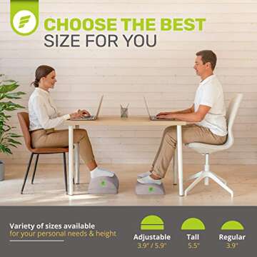ErgoFoam Ergonomic Foot Rest Under Desk - Premium Velvet Soft Foam Footrest for Desk - Most Comfortable Desk Foot Rest in The World for Lumbar, Back, Knee Pain - Foot Stool Rocker (Grey)