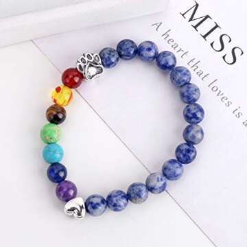 Unijew Pet Memorial Gifts,Rainbow Bridge Bracelet for Beloved Dog Cat,8MM Mixed Color Bead 7 Chakra ...