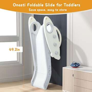 Onasti Kids Slide for Toddlers Age 1-3 Indoor Baby Plastic Slide Outdoor Climber Freestanding Playset with Basketball Hoop & Ring Game Grey