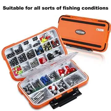 TOPFORT 187/343pcs Fishing Accessories Kit, Fishing Tackle Box with Tackle Included, Jig Hooks, Bull...