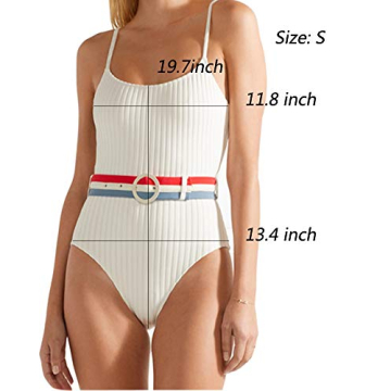 Stripe Monokini Swimwear with Tummy Control and Belt