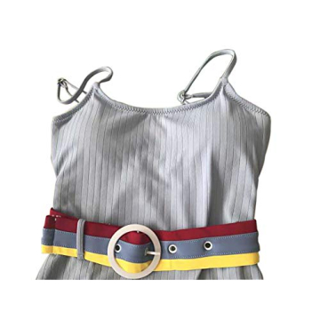 Stripe Monokini Swimwear with Tummy Control and Belt