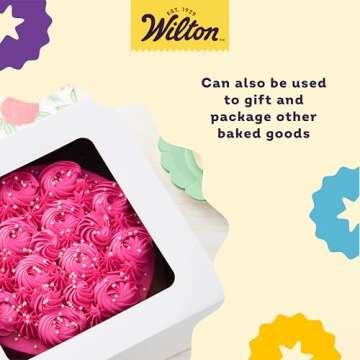 Wilton 12-Inch Cake Boxes with Windows for 10-Inch Cakes, White, Sturdy Cardboard, 6-Count