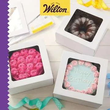 Wilton 12-Inch Cake Boxes with Windows for 10-Inch Cakes, White, Sturdy Cardboard, 6-Count