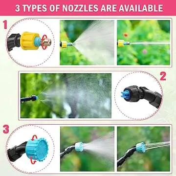 Garden Sprayer 1.35Gallon/5L Battery Powered Sprayer with USB Rechargeable Handle, Weed Sprayer with 3 Mist Nozzles, Portable Electric Sprayer with Shoulder Strap for Cleaning, Lawn, Rose Pink