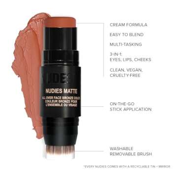Nudestix 3-in-1 Matte Cream Bronzer for Face, Eyes, Lips