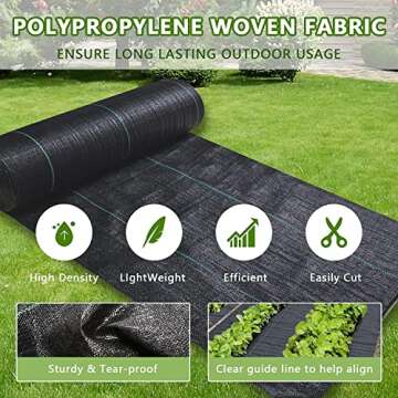 LGJIAOJIAO 1.4ftx200ft Weed Barrier Landscape Fabric Heavy Duty，Weed Block Gardening Ground Cover ...