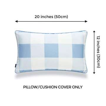 Hofdeco Coastal Patio Indoor Outdoor Lumbar Pillow Cover ONLY for Backyard, Couch, Sofa, Baby Blue B...