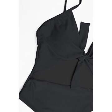 LEISUP Womens Sexy Self Tie Swimsuit Hollow Out High Waist Bikini One Piece Bathing Suits Black L