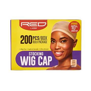 RED STOCKING WIG CAP - 200PCS Bulk Box for Secure, Comfortable, and Breathable Wear