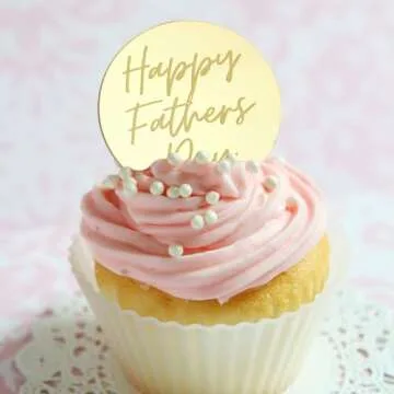 URROMA Father's Day Cupcake Toppers, 30pcs Gold Happy Father's Day Cake Topper Cake Party Art Fonts Decorations for Father's Day (Style2)