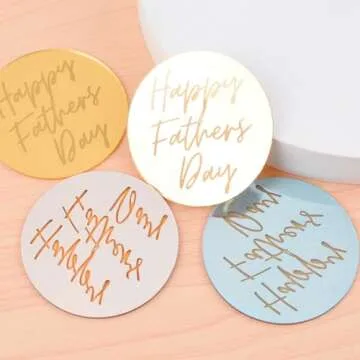 URROMA Father's Day Cupcake Toppers, 30pcs Gold Happy Father's Day Cake Topper Cake Party Art Fonts Decorations for Father's Day (Style2)