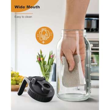 64 oz Mason Jar Pour Spout, 2 Quart Glass Water Pitcher with Lid, Airtight Seal for Great for Iced Tea,Juice,Milk,Coffee,Sun Lemonade, Set of 1(Black)