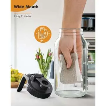 64 oz Mason Jar Pour Spout, 2 Quart Glass Water Pitcher with Lid, Airtight Seal for Great for Iced Tea,Juice,Milk,Coffee,Sun Lemonade, Set of 1(Black)