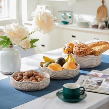 YANGQIHOME Rattan Baskets - Set of 3 for Stylish Organizing