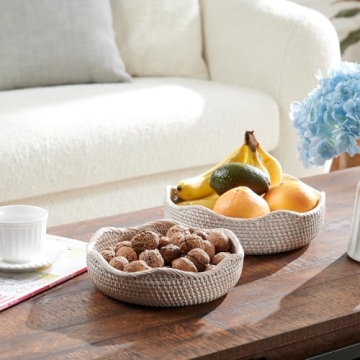 YANGQIHOME Rattan Baskets - Set of 3 for Stylish Organizing