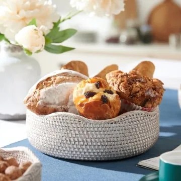 YANGQIHOME Rattan Baskets - Set of 3 for Stylish Organizing