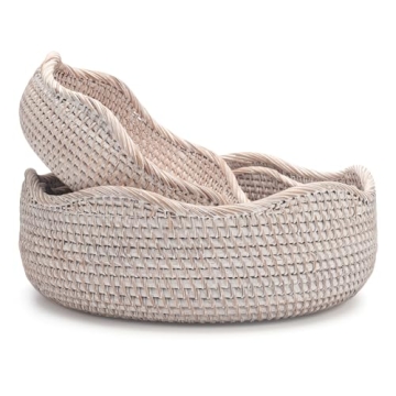 YANGQIHOME Rattan Baskets - Set of 3 for Stylish Organizing